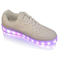 USB Charging LED Lighted Luminous Couple Casual Shoes Women's LED Shoes LED Sneakers Christmas Cosplay (US6-Women) White