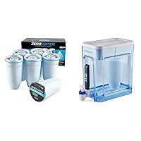ZeroWater Official Replacement Filter - 5-Stage Water Filter Bundle with 22 Cup Ready-Read 5-Stage Water Filter Dispenser