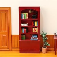 AirAds Dollhouse 1:12 Scale Dollhouse Miniature Furniture Classic red Bookcase Living Room Cabinet