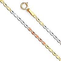 14ct Yellow Gold White Gold and Rose Gold Mariner 1.8mm Sparkle Cut Necklace Jewelry for Women - Length Options: 41 46 51 56