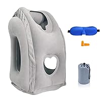 Inflatable Travel Pillow, Airplane Pillow with Patented Valve Design, Travel Accessories with Neck and Head Support, Travel Pillows for Long Haul Flights, Cars, Buses, Trains, Office Napping