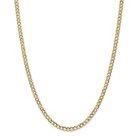 14k Gold 4.3mm Semi solid Curb Chain Anklet Jewelry for Women - Length Options: 10 9