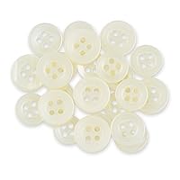 Standard Shirt Buttons 22pc Set Includes 8 Shirt Front Buttons (11mm or 7/16 in), 7 Sleeve Buttons (10mm or 3/8 in) & 7 Collar Buttons (9mm or Almost 3/8 in), Off White Cream, 22-Buttons