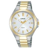 Lorus Men's Two-Tone Analog Watch with Date, Stainless Steel Bracelet & White Dial RH944PX9