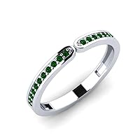Emerald Round 2.00mm Half Eternity Band Ring | Sterling Silver 925 With Rhodium Plated | Beautiful Brilliant Cut Eternity Ring For Girls And Women's