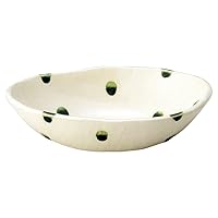 Japanese Pottery Open Dot Shino Oval Medium Pot, 8.3 x 6.2 x 2.2 inches (21 x 15.7 x 5.5 cm), Restaurant, Restaurant, Commercial Use