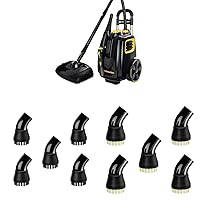 McCulloch MC1385 Deluxe Canister Steam Cleaner with 23 Accessories, Chemical-Free Pressurized Cleaning, 1-(Pack), Black & Nylon Utility Brush (5 Pack) & A1230-006 Brass Brush (5 Pack), Black, 5 Count