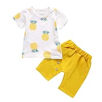 Take Clothes Tops Pineapple Baby T-Shirt Outfit Toddler Solid Kids Set Short Casual Boys Girls (Yellow, 6-12 Months)