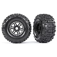 Traxxas Sledgehammer Tires & Wheels, glued (Black Wheels)