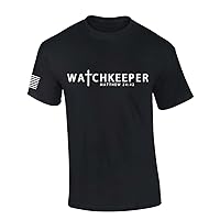 Mens Christian Shirt Watchkeeper Matthew 24:42 Scripture American Flag Sleeve T-Shirt Graphic Tee
