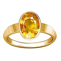 7.25-7.50 Carat Yellow Sapphire Pukhraj Gemstone Panchdhatu Plain Design Ring For Men & Women