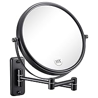 DECLUTTR Wall Mounted Makeup Mirror - 1X/10X Magnifying Mirror for Wall, 8 Inch Double Sided 360° Swivel Extendable Bathroom Mirror for Shaving, Black