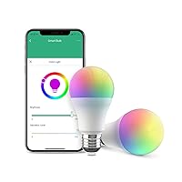 Broadlink Smart Bulb, 10W RGB Dimmable Wi-Fi LED Smart Light Bulbs A19 800lm Color Changing, Works with Alexa, Google Home, Siri and IFTTT, No Hub Required (2-Pack)