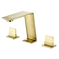 Luxury Widespread 3 Hole Bathroom Faucet Brass, 2 Handles 8 Inch Bathroom Sink Faucet Brushed Gold, Modern Double Handle Vanity Sink Faucet Gold with CUPC Certification Supply Lines
