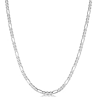 Savlano 925 Sterling Silver Italian Solid Figarucci Figaro Mariner Flat Link Chain Necklace For Men & Women - Made in Italy Comes Gift Box