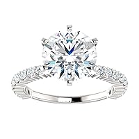 Siyaa Gems 4 CT Round Moissanite Engagement Rings 10K 14K 18K Solid Gold Moissanite Diamond Ring 925 Sterling Silver Solitaire Engagement Rings Wedding Ring