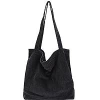 Online Shopping Women's Large Corduroy Handbag Crossbody Bag Fashionable and Practical Handbag Bohemian Style Handbag Suitable for Outdoor Camping Shopping (Black), Black, 16.9*14.7