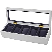 Watch Box 5 Watch Display Storage Box Wooden Spray Paint Jewelry Collection Case Organiser Holder Watch Organizer Collection (Color : Black)-One Size_White