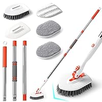 Onewly Shower Scrubber with Long Handle, 3 in 1 Bathroom Cleaning Brush with 24
