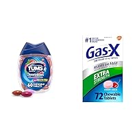 TUMS Chewy Bites Antacid Tablets for Chewable Heartburn Relief and Acid Indigestion Relief & Gas-X Extra Strength Chewable Gas Relief Tablets with Simethicone 125 mg for Bloating Relief, Cherry