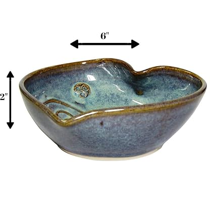 Castle Arch Pottery Ireland Irish Pottery Bowl Hand-Glazed, Heart Shaped Design 6 Diameter by 2 Height with Celtic Spiral Motif