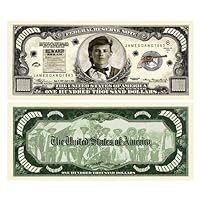 Jesse James $100,000.00 One Hundred Thousand Dollar Bill in Protective Holder