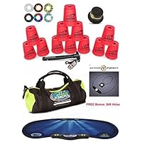 Speed Stacks Custom Combo Set - The Works: 12 NEON Pink Cups, Cup Keeper, Quick Release Stem, Pro Timer, Gen3 Mat, 6 Snap Tops & Gear Bag + Free Bonus: Active Energy Power Balance Necklace $49 Free