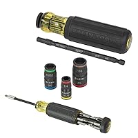 Klein Tools 80083 Impact Driver Kit with 7-in-1 Impact Flip Socket and 14-in-1 Multi-Bit Adjustable Length Screwdriver, 2-Piece