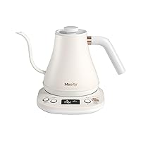 Mecity Electric Gooseneck Kettle With Keep Warm Function & LCD Display Automatic Shut Off Coffee Kettle Temperature Control Pour Over Kettle 1200 Watt, 0.8L, 120V, Off White