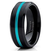 Turquoise Tungsten Wedding Ring Engagement Ring Black Tungsten Ring 8mm Wedding Band Anniversary Ring
