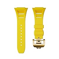 Fluorine Rubber Watch Band Silicone Strap (Color : Yellow C)