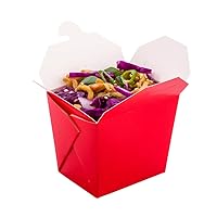 Restaurantware Bio Tek 8 Ounce Noodle Take Out Boxes 25 Disposable Food To Go Boxes - Tab-Lock Stackable Red Paper Take Home Boxes Greaseproof For Restaurants Catering And Parties