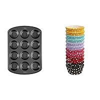 Wilton Perfect Results Premium Non-Stick Bakeware Cupcake Pan, 12-Cup, Steel | Wilton 300 Count Polka Dots Standard Baking Cups