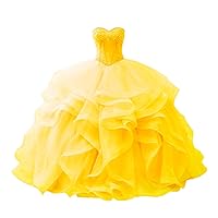 Women's Sweetheart Beaded Crystal Quinceanera Dresses Ruffles Ball Gowns