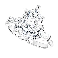 Moissanite Engagement Ring, 2CT Pear Shape Stone, VVS1 Clarity, Sizes 3-12, Sterling Silver Setting with White Gold Accent