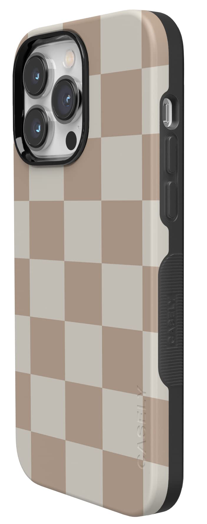 Casely iPhone 14 Pro Case | Compatible with MagSafe | Fit Check | Neutral Checkerboard Checkered Case