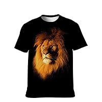 Unisex Cool-Novelty T-Shirt Graphic-Tees Funny-Vintage Short-Sleeve Hip Hop: 3D Lion Print Casual Holiday Apparel Friend Gift
