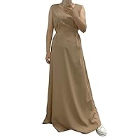 Women's Muslim Dresses Ethnic Style Abaya Dress V Neck Bronzing Long Sleeves Robe Long Cardigan Maxi Dress