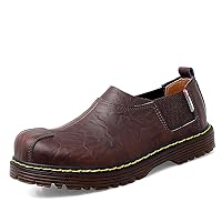 Men's Chelsea Shoes Out Work & Safety Oxford Shoes Short Ankle Boots Leather Slip On Low-top Spring Round-toe For Male Casual Handmade Leisure Non Slip