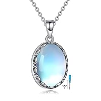 Urn Necklace for Ashes Sterling Silver Moonstone Cremation Jewelry for Ashes Funnel Filler Memorial Jewelry Gifts for Women Girls
