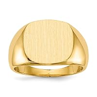 Jewels By Lux Monogram Initial Engravable Custom Personalized Polished For Men or Women 14K Yellow Gold 15.5x14mm Closed Back Men's Signet Band Ring