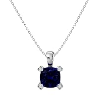 VVS Gems 18k Gold Classic Cushion Cut 3 Carats Natural Gemstone Solitaire With VVS Certified 0.02 ct Natural Genuine Diamond Pendant Necklace for Women, Birthstone Jewelry