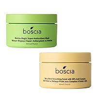 BOSCIA MATCHA Magic Super-Antioxidant Mask and Berry Blend Smoothing Facial with 28% Acid Complex - Vegan, Cruelty-Free, Natural & Clean Skin Care - Bundle