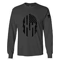 Military Come and Take Greek Molon Labe Spartan American Flag Long Sleeve Men's