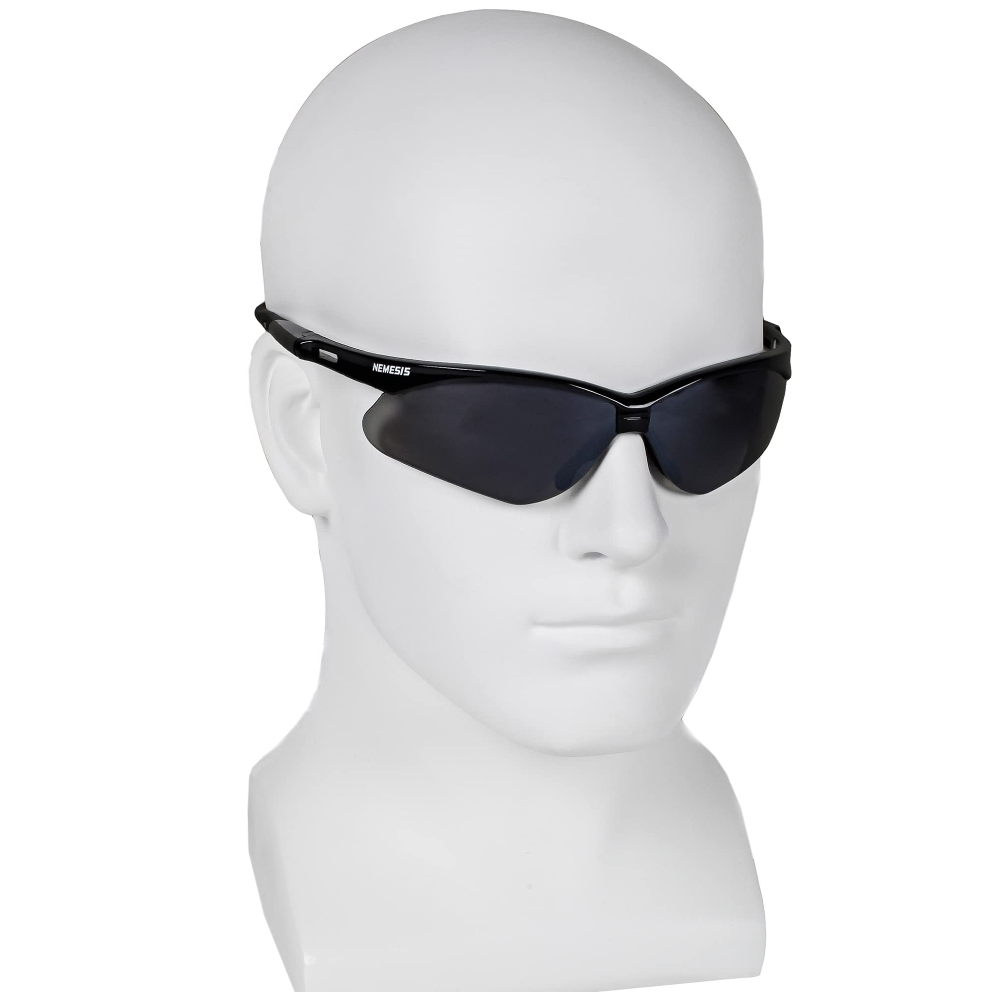 KleenGuard™ V30 Nemesis™ Safety Glasses (25688), with Mirror Coating, Smoke Lenses, Black Frame, Unisex Sunglasses for Men and Women (Qty 12)