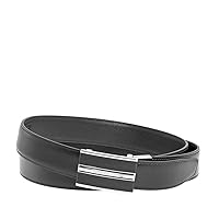 Montblanc Trapeze Brushed S-Steel Pin Buckle Black Leather Belt 124208