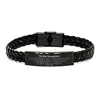 To My Daughter Inspirational Braided Leather Bracelet, Don't let fear hold you back, Supporting Birthday Unique Gifts for Daughter from Dad