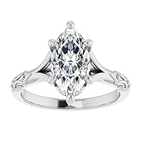 3.00 CT Marquise Cut Moissanite Solitairer Ring With Victorian Shank | Marquise Cut Solitairer Engagement Ring For Her