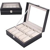 Watch box men's and women's black leather 10 watch box storage box display storage tray