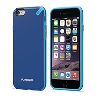 PureGear Slim Shell Snap On Ultra Thin Sleek Flexible Durable Protective Cover Case for iPhone 6S / 6, Functional Metal Buttons, Pacific Blue